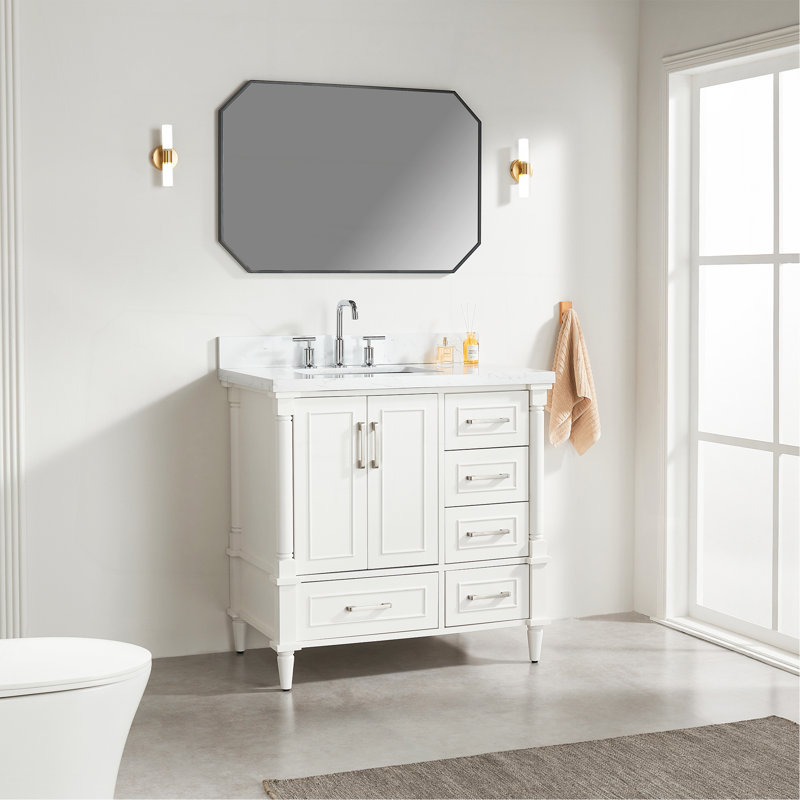 Ensemble de meuble-lavabo simple autoportant 36 po avec 2 poignées entièrement assemblé