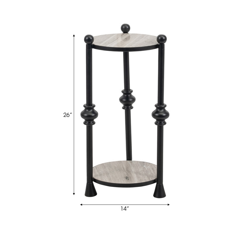 Darlyene Modern Metal and Wood Accent Table with Sturdy Iron Frame and Elegant Marble Top