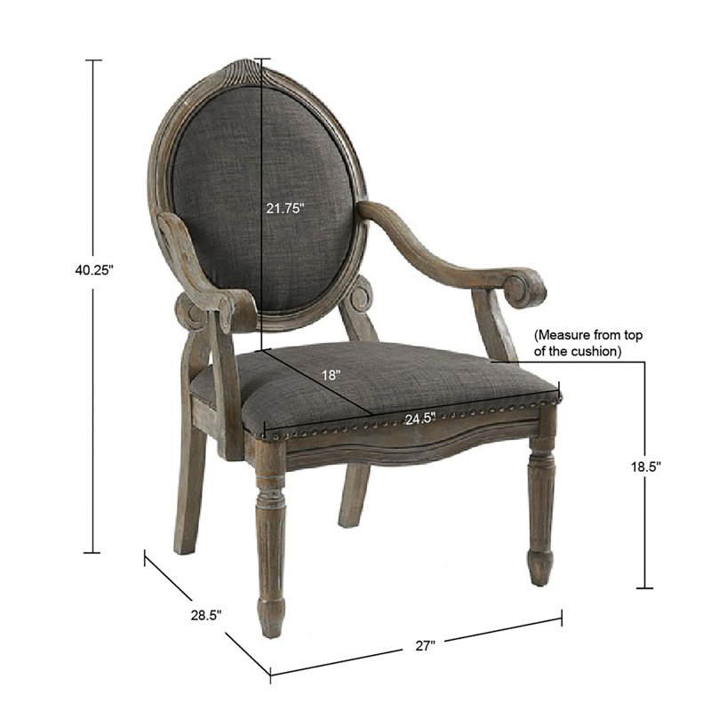Fauteuil traditionnel en bois apparent Brentwood, Gris