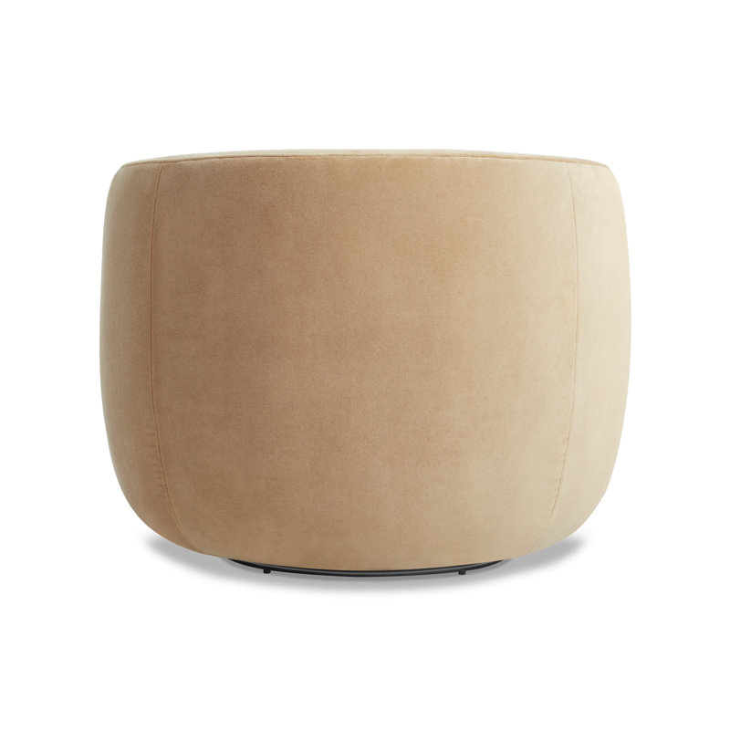 Council Swivel Barrel Chair, Camel Velvet Polyester Blend