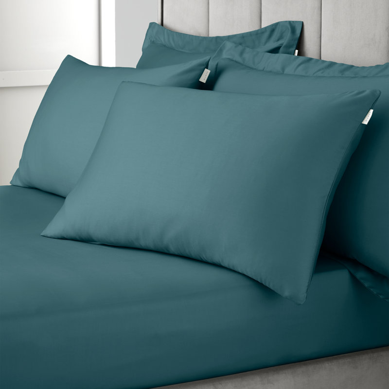 400 Thread Count 100% Cotton Sateen Oxford Pillowcase Pair, Standard (50 x 75cm), Teal