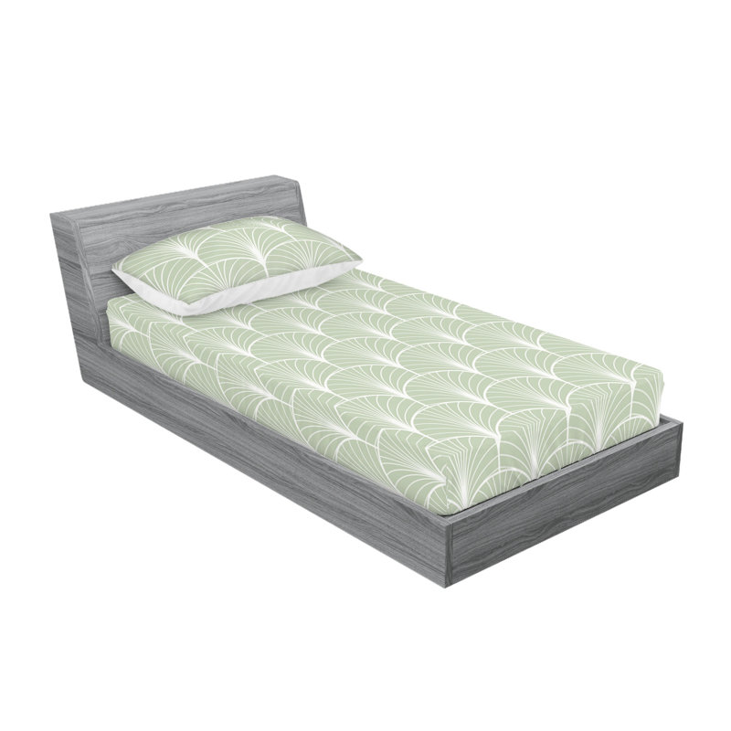  Ensemble de draps en microfibre Floral, Ensemble de draps pour lit simple avec 1 taie d'or, Vert pâle
