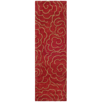 Tapis floral en laine et viscose touffeté à la main Soho