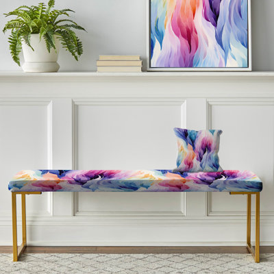 Ikat Mirage coloré - banc rembourré abstrait doré