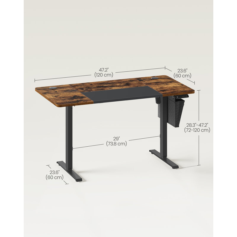 140Cm W Rectangular Standing Desk, 120cm H x 120cm W x 60cm D, Brown/Black