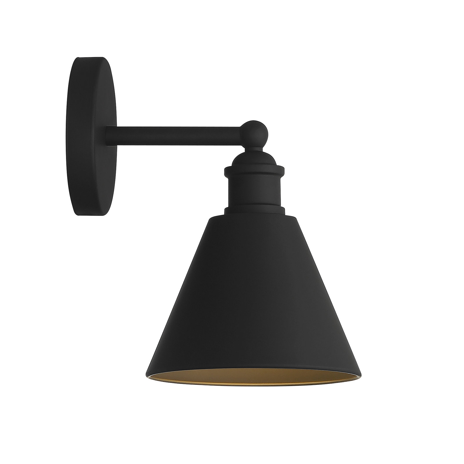 Elton Single Light Dimmable Armed Sconce, Black, Black
