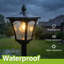 Lampadaire solaire 64 po avec jardinière, poteau solaire en verre et lumières de jardin extérieures imperméables, décoration de patio, blanc chaud