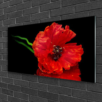Floral Flower 1 Piece Wall Art on Glass