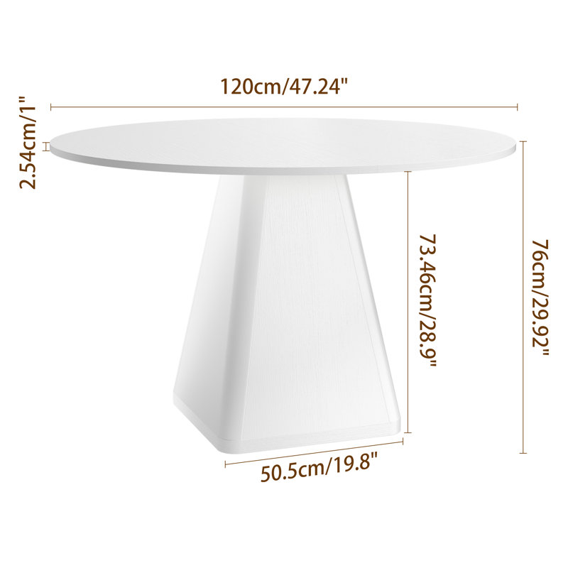 Table de salle à manger 47 "Modern Minimalist, Blanc