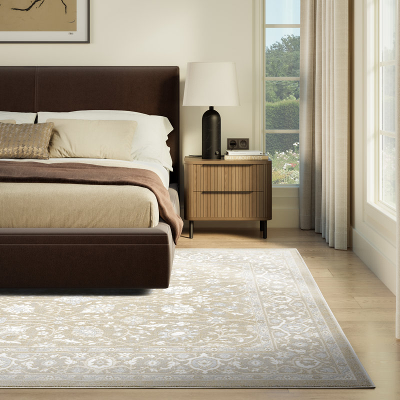 Abani Kyleigh DAL140A Floral Oriental Sand Rug, Rectangle 6' x 9'