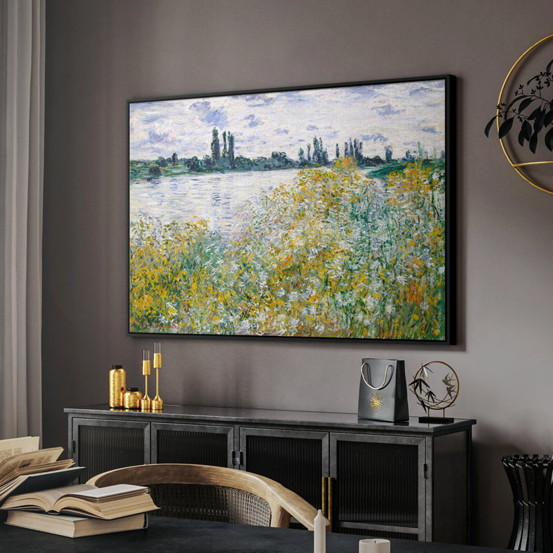 Paysage rétro-XXV III, Toile avec cadre flottant noir, H 17 po x l 25 po x P 2 po