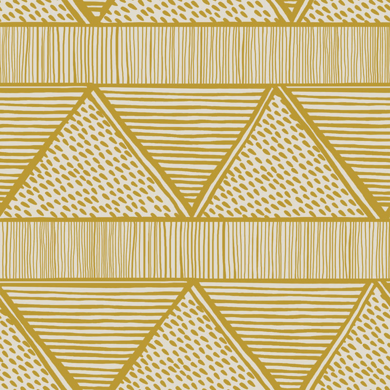 Rouleau de papier peint L 33 pi x l 20,5 po Susan Hable Triangle Lines, Jaune