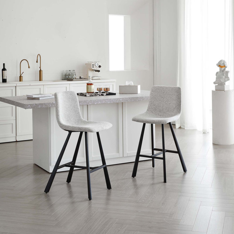 Tabouret de bar rembourré à hauteur de comptoir avec dossier ergonomique incurvé et structure en métal (ensemble de 2)