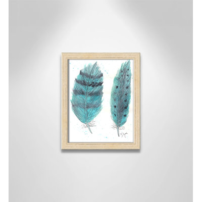 Feathers in Turquoise II Framed Art
