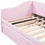 Lit de jour simple rembourré rose avec lit gigogne pour une utilisation flexible de l'espace - Lit gigogne extensible de taille L, chambres d'amis adaptées