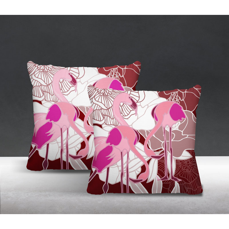 Outdoor Reversible Throw Pillow, 19W" x 19H", Red/Pink
