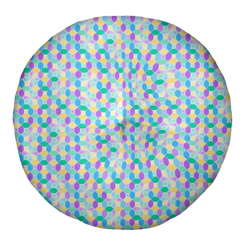 Coussin de sol en verre teinté pastel Katelyn Elizabeth, 26 po x 26 po, Mauve / bleu sarcelle / jaune