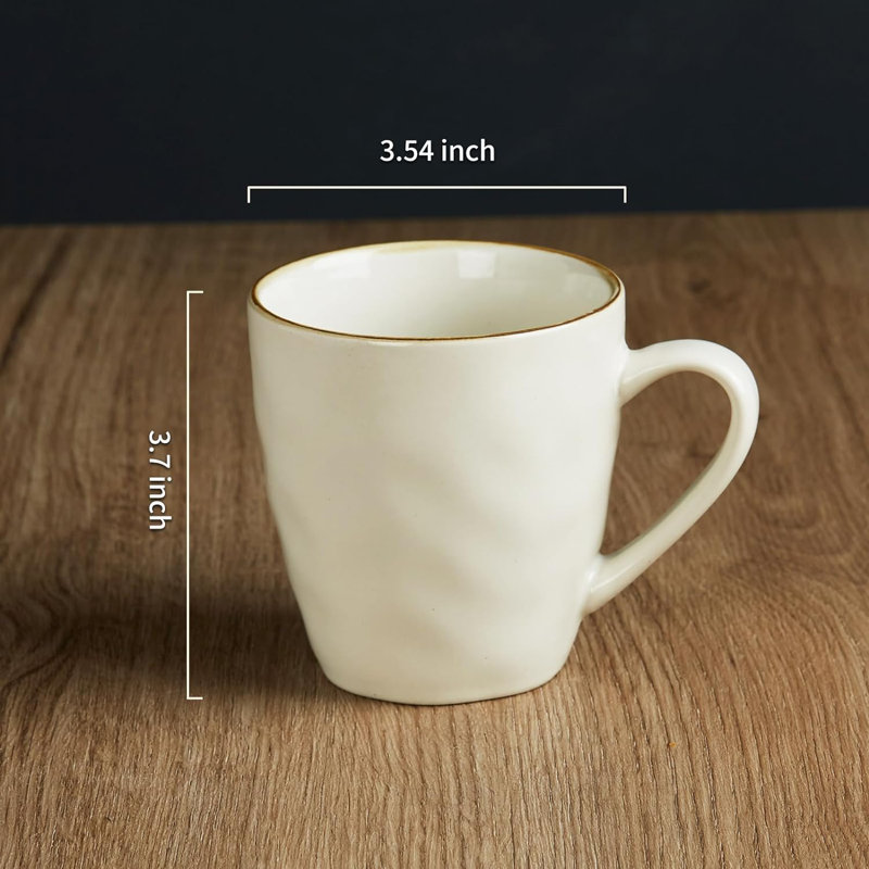 Ensemble de 4 tasses à café rondes en grès Leny (ensemble de 4), Blanc vanille