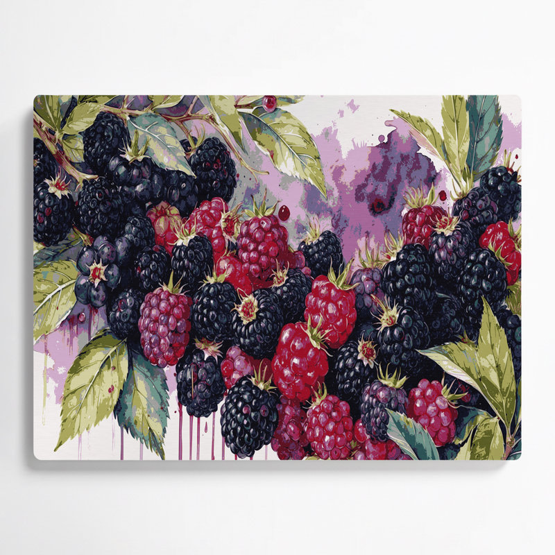 Art mural en métal «Fruit Blackberry» mauve, H 11 po x l 14 po