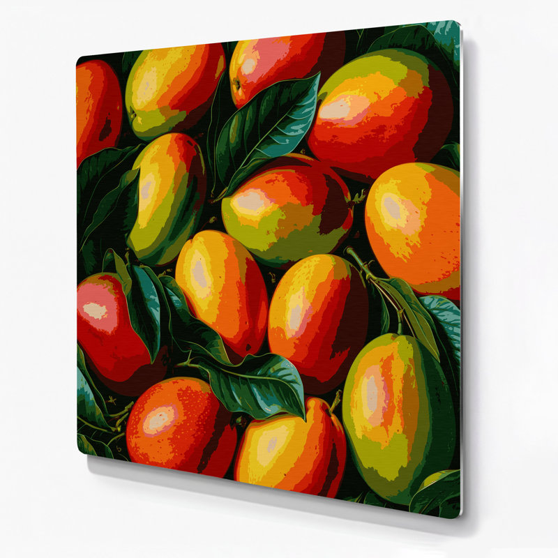 Art mural vert en forme de fruit mangue Tommy Atkins, H 32 po x l 32 po