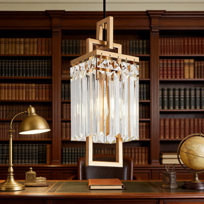Modern Industrial Crystal Chandelier Pendant Light Fixture With Adjustable Cord For Kitchen Island, Dining Room, Bedroom, Entryway, And Living Room