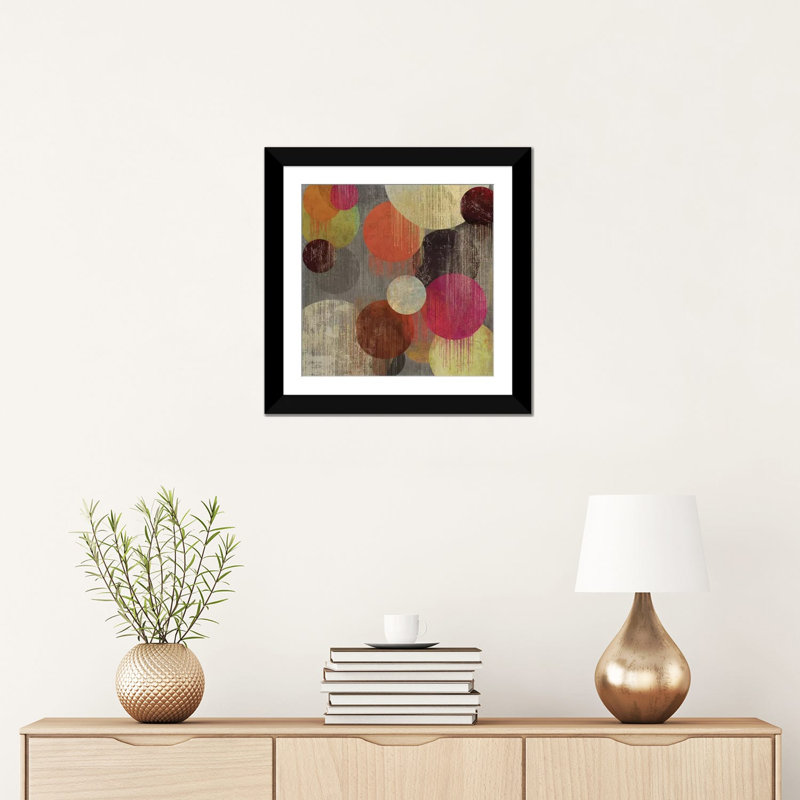 « magenta bubbles ii », impression sur toile, H 16 po x l 16 po x P 1 po, Papier d'art encadré noir, Blanc