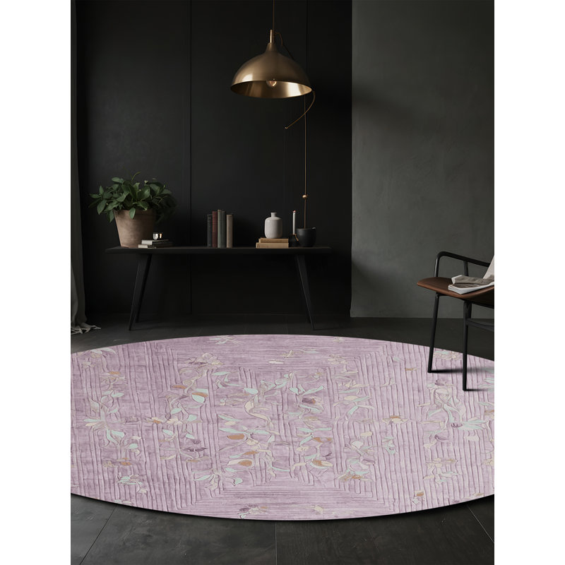 Tapis beige lavable à la machine, Rond 3 pi
