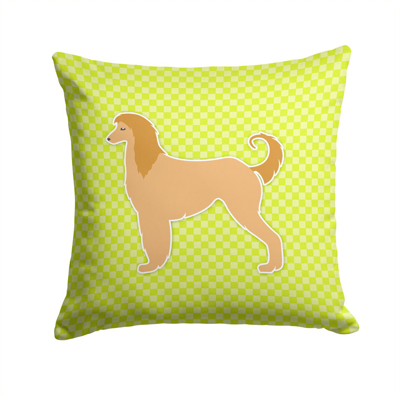 Coussin décoratif intérieur/extérieur carré afghan hound, H 14 po x l 14 po x P 3 po, Vert
