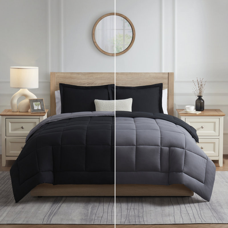 Twin Black and Gray Reversible Microfiber Duvet