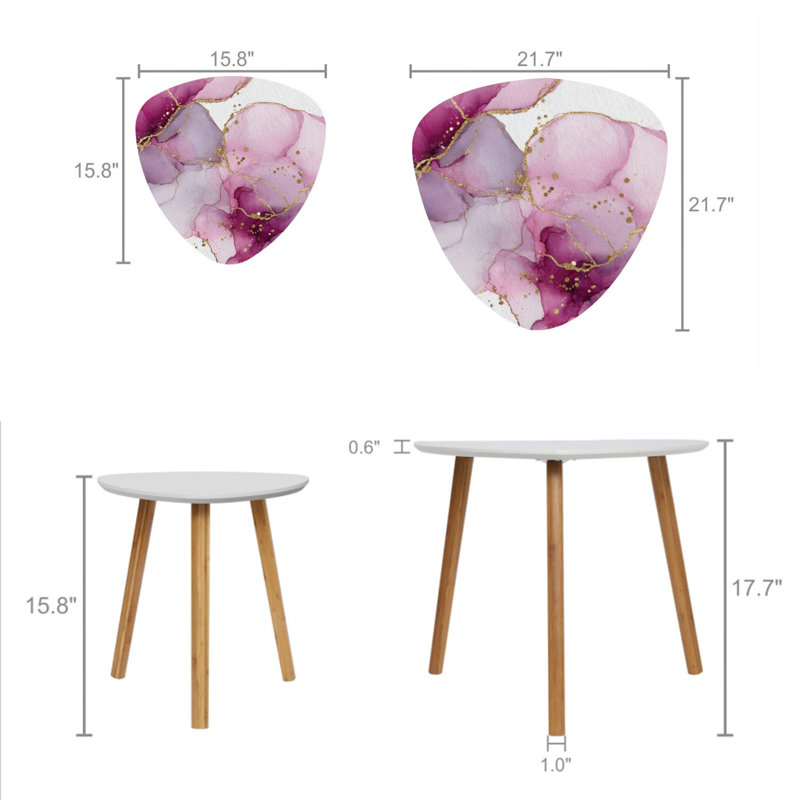 Ensemble de 2 tables basses gigognes Triangle Nesting, Rose clair / mauve