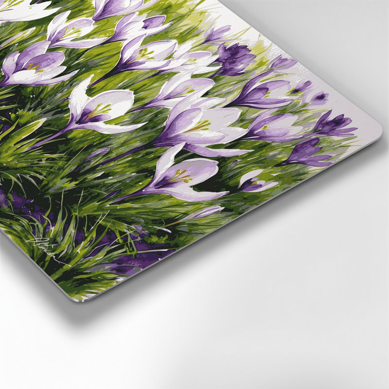 «Botanical Crocuses», art mural en métal gris, H 144 po x l 216 po x P 0,05 po