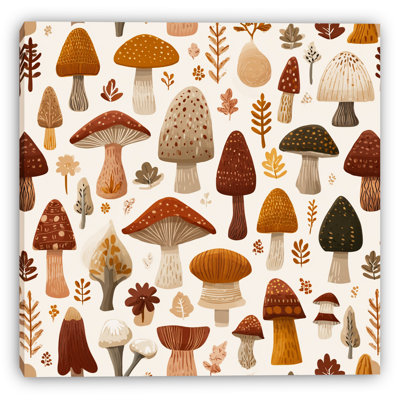 Mushroom Study Pattern Wrapped Canvas Wall Art