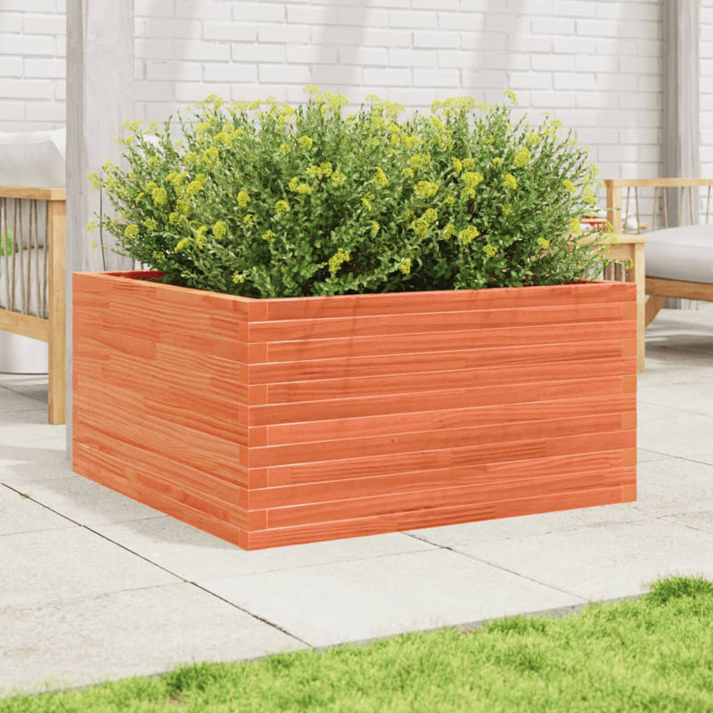 2 Wood Planter, Wax brown, 46cm H x 90cm W x 90cm D