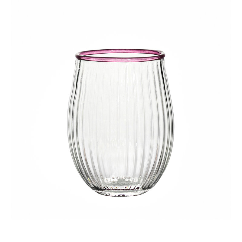 Nell Stemless Wine Glass, Clear/Blush