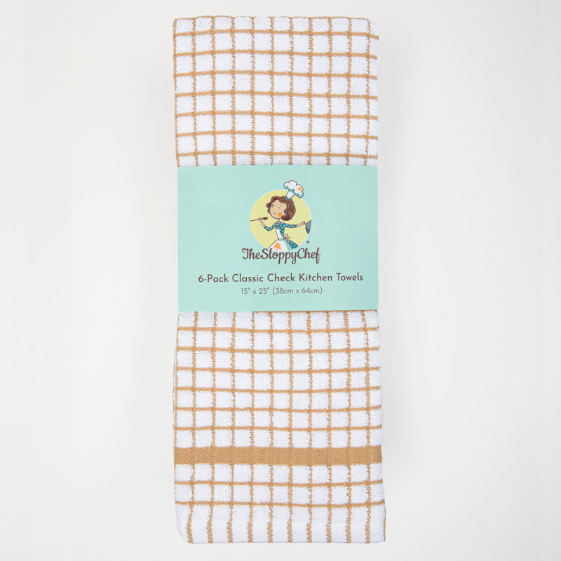 Tan and White Cotton Terry Kitchen Towel Set