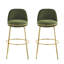 Tabouret de bar rembourré de luxe moderne avec dossier ergonomique et repose-pieds circulaire, ensemble de 2