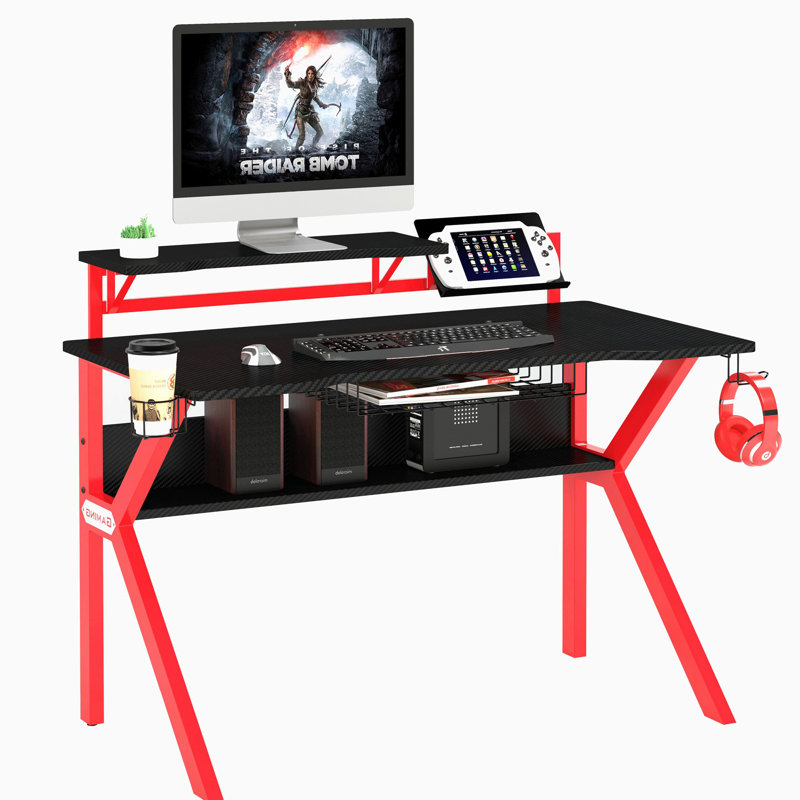 Bureau de jeu ergonomique enduit de PVC, Rouge