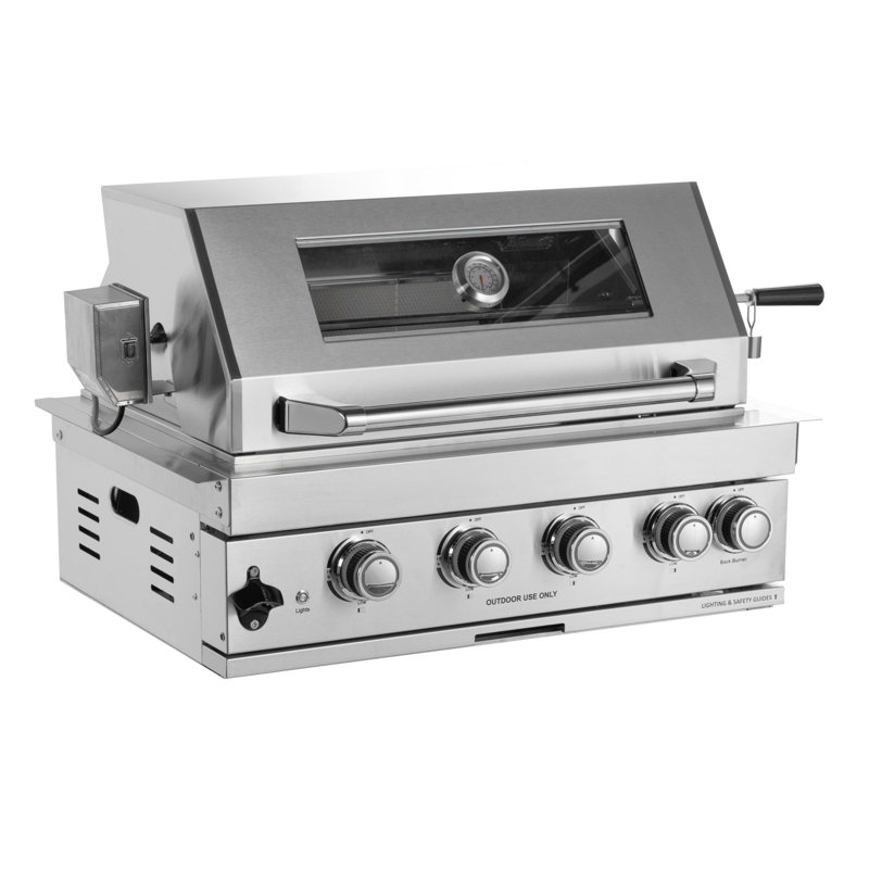 Barbecue au gaz GPL intégré de 32 pouces avec 4 brûleurs et brûleur arrière infrarouge - 60 000 BTU