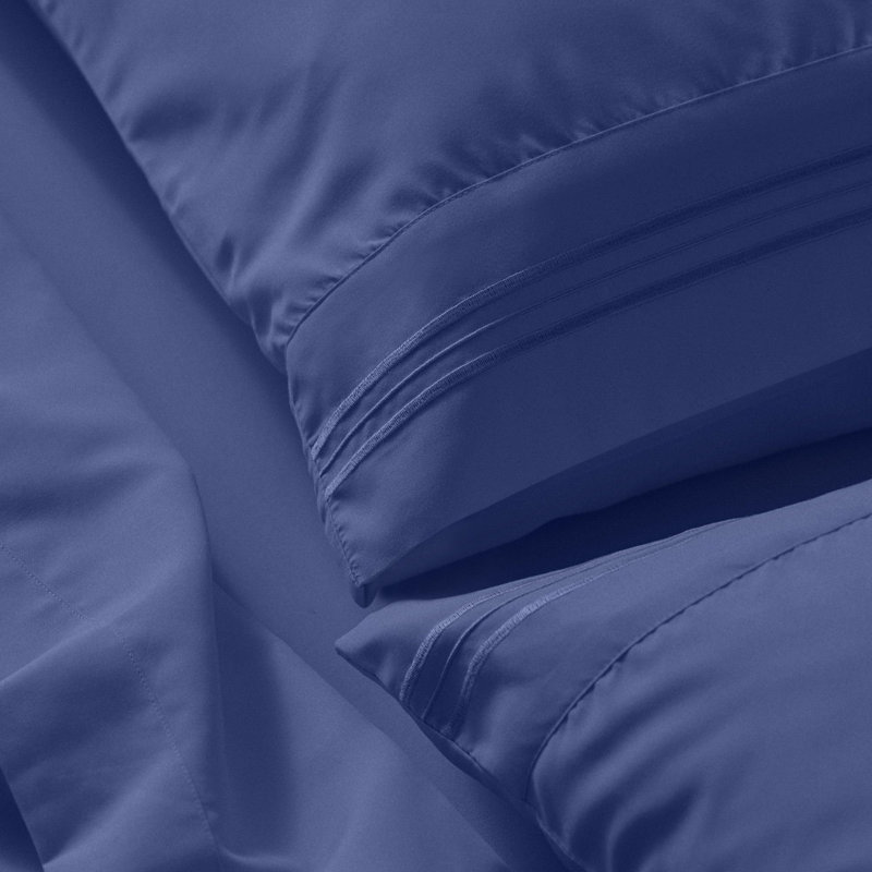 21 Inch Extra Deep Pocket Sheet Set 6 Piece Collection, Queen Sheet Set, Blue Nova