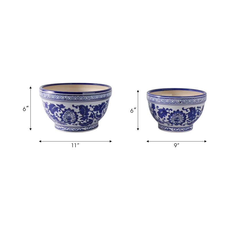 Decorative Stoneware Ceramic Planters With Timeless Garden Accent Design, Durable Artisan Craft For Stylish Display, Versatile Contemporary Plant Containers, Set Of 2