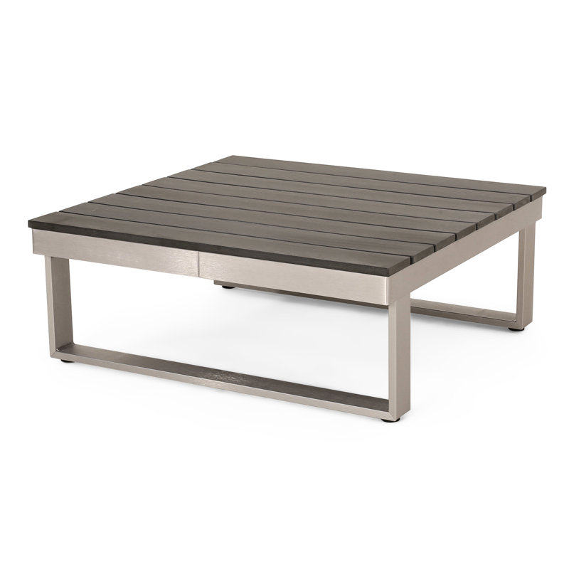 Table basse et de coin avec texture en aluminium kaki, 29,06 po Profondeur, largeur, hauteur de 27,43 po et poids de 46,3 lb, en nature