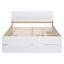 Structure de lit double moderne avec lit gigogne simple et 2 tiroirs-106845164