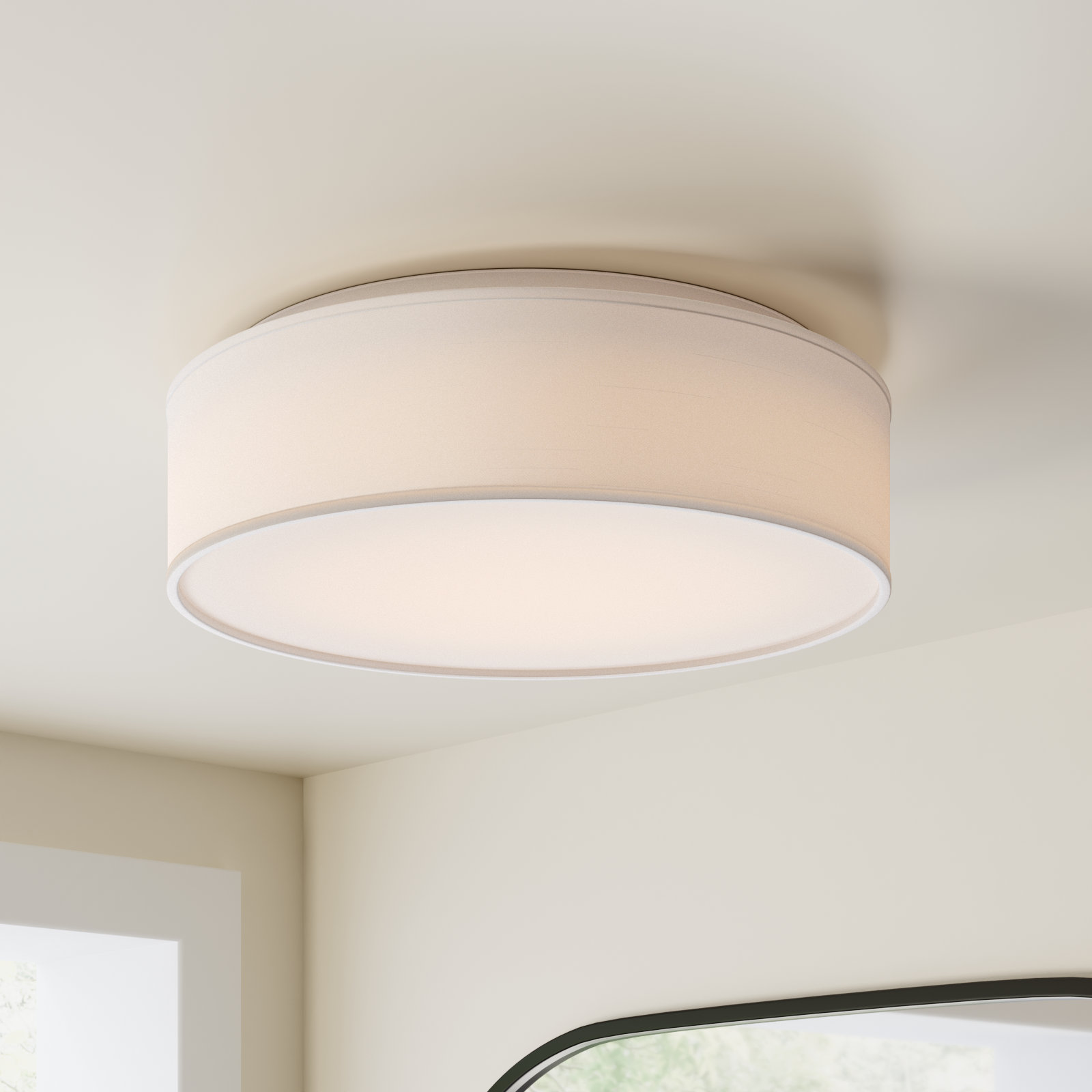 Armande Single Light Linen LED Flush Mount, White
