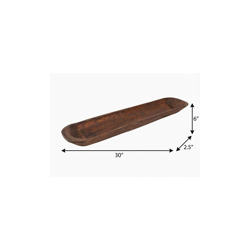30" Brown Solid Wood Oval Dough Bowl