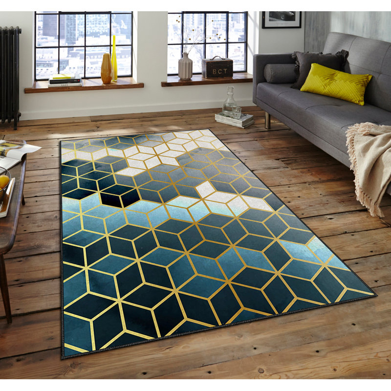 Luxurious Area Rug, 100% Polyester, 5.9 x 9.2 Feet | 740 g/m² Weight, Non-Slip Felt Dot Underside, Easy Clean Velvet Fabric, 0.08 in Pile Height | Machine Washable, Perfect for Living Room & Bedroom Décor
