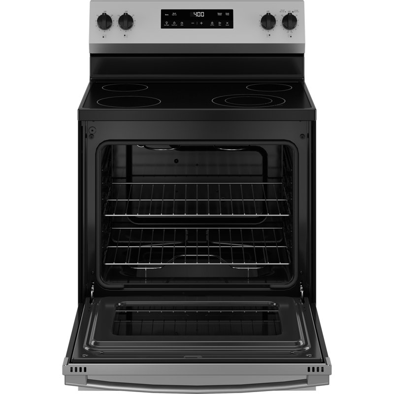 GE ENERGY STAR 30" Free-Standing Electric Range, Stainless Steel/Black