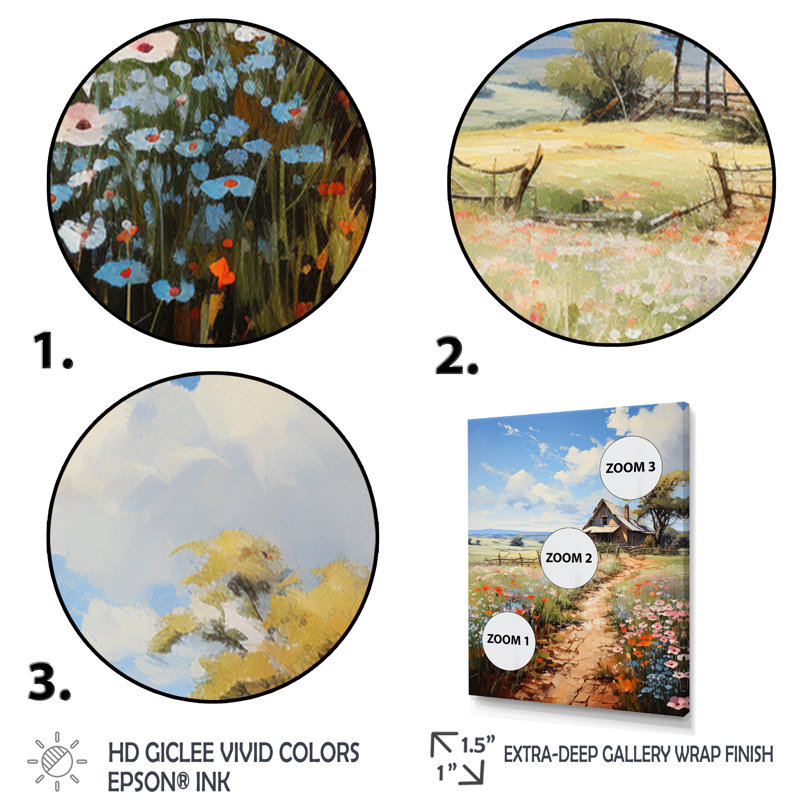Gwern " Farmhouse Impressionist Fields I ", Black, 20" H x 12" W x 1" D