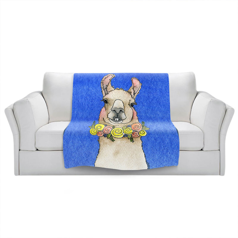 Couverture Tooth Llama, 68 po x 80 po, bleu