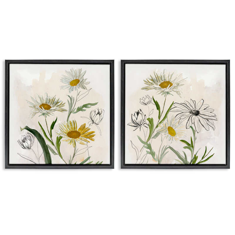 Ensemble de cadres flottants 2 pièces Pure and Simple Daisies, design par Jacob Q, H 25 po x l 25 po