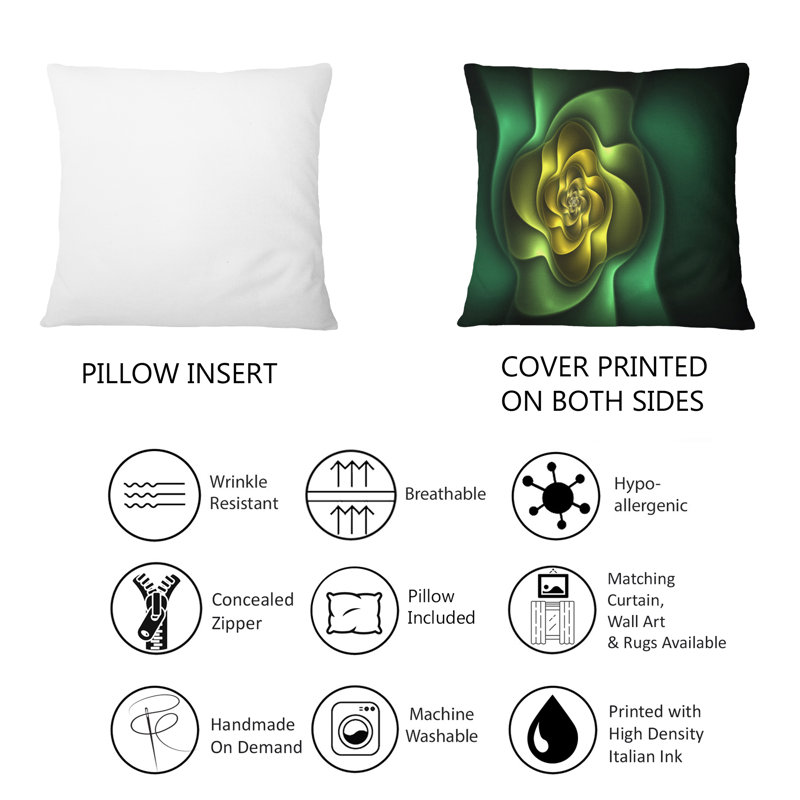 Coussin décoratif imprimé numérique jaune et vert